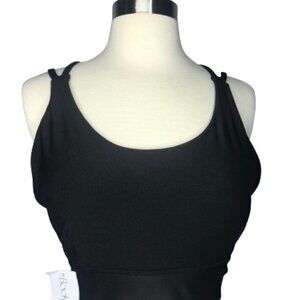 Body Up Sports Bra Women Large Black Padded Cross Strap Polyester Blend Wireless